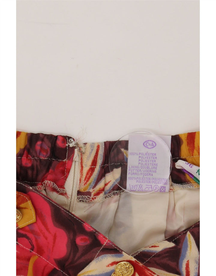 NEW FAST Womens A-Line Skirt EU 36 Small W28 L29 Red Floral Polyester Vintage New Fast and Second-Hand New Fast from Messina Hembry 