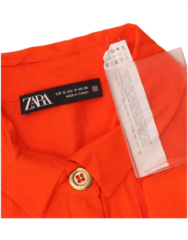 Zara Dame Pullover Shirt Dress UK 10 Small Orange Viscose