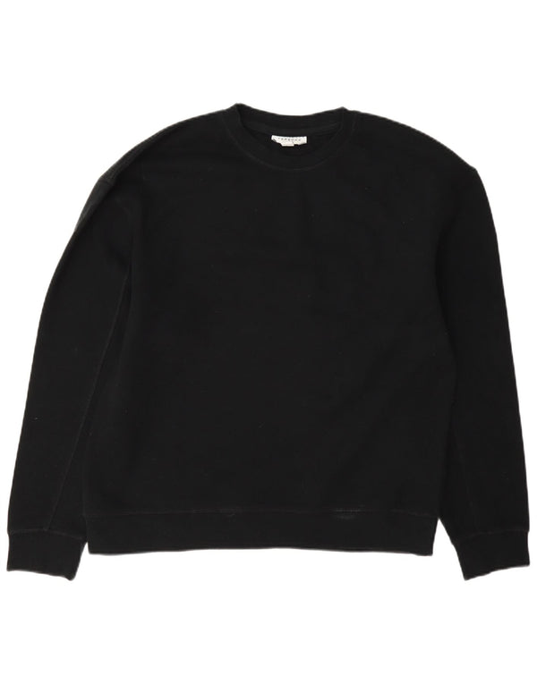 Topshop Dame Oversized Sweatshirt Jumper UK 10 Small Black Bomuld