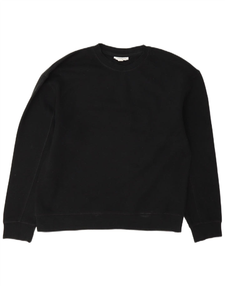 Topshop Dame Oversized Sweatshirt Jumper UK 10 Small Black Bomuld