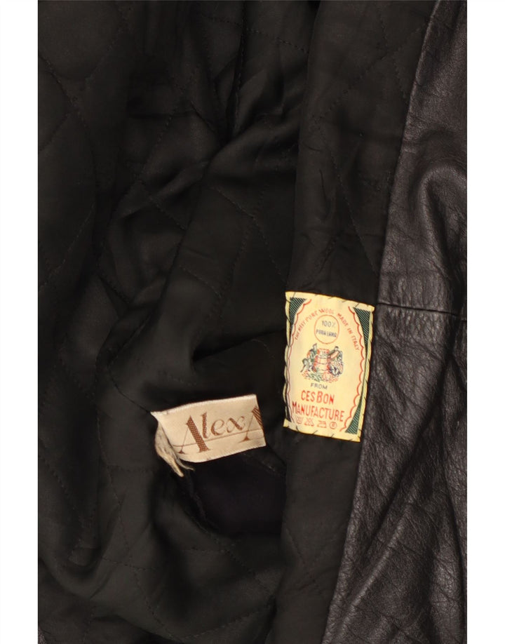 Vintage kvinders oversize læderjakke UK 18 XL sort læder