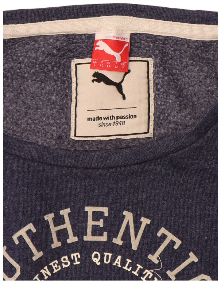 Puma Graphic Sweatshirt Jumper UK 14 Large Navy Blue