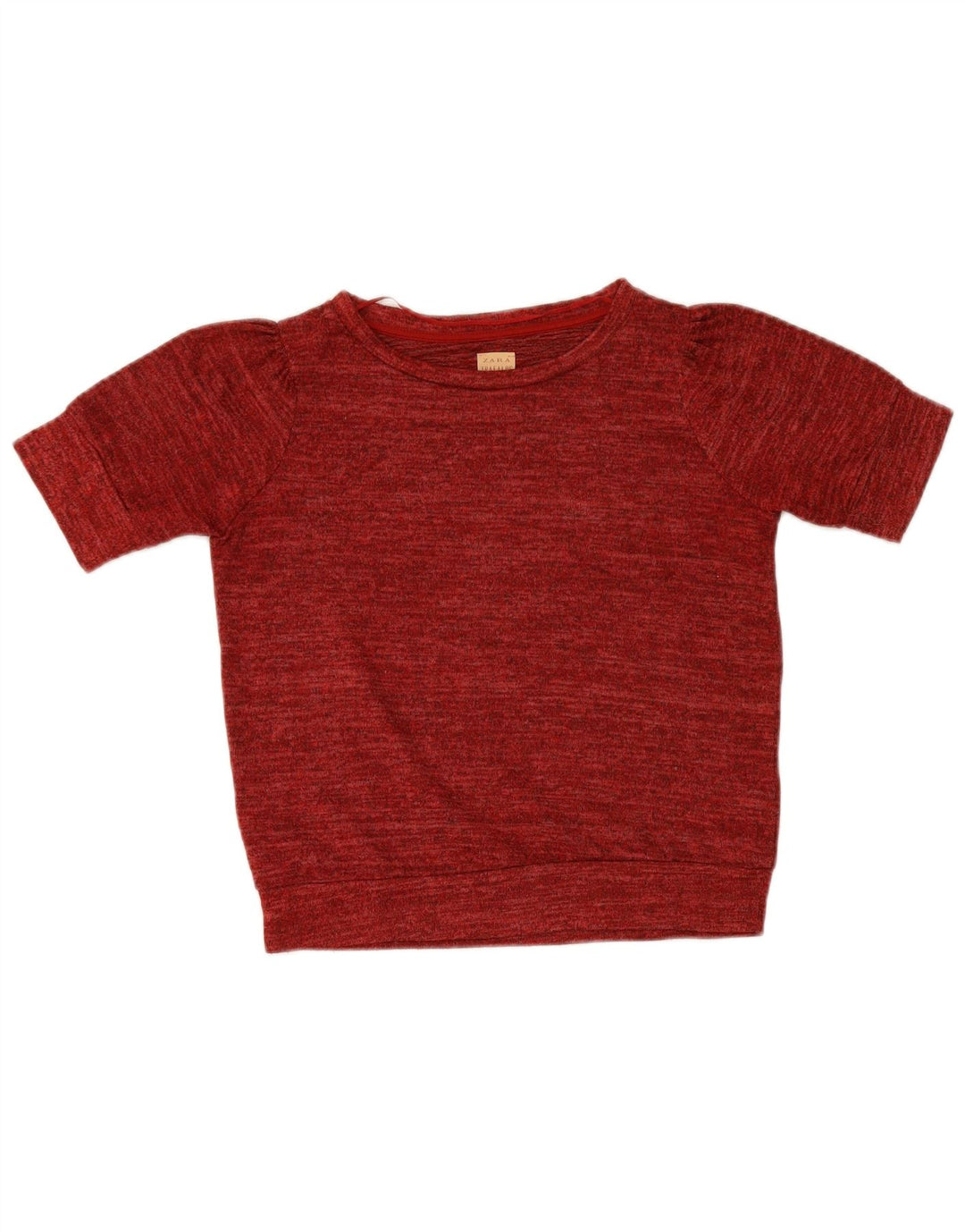Zara Dame T-Shirt Top UK 10 Lille Rød Flecked Polyester