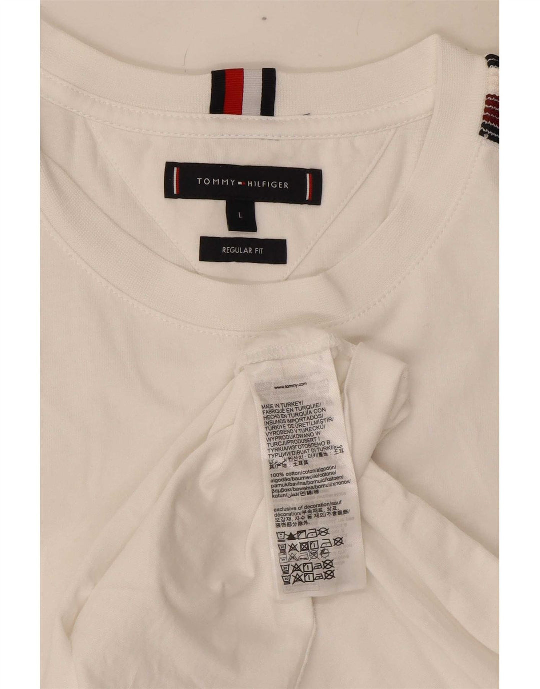Tommy Hilfiger Herre Regular Fit T-Shirt Top Stor Hvid Bomuld