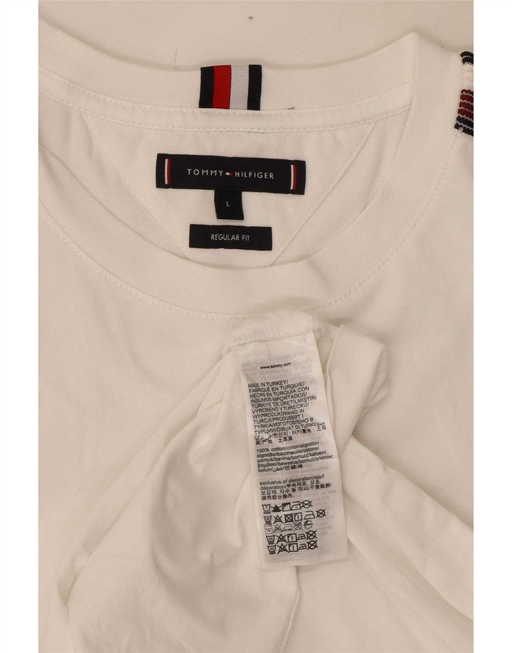 Tommy Hilfiger Herre Regular Fit T-Shirt Top Stor Hvid Bomuld