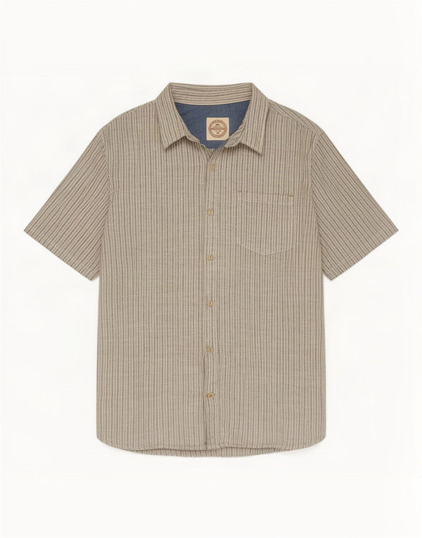 Fat Face Mens Short Sleeve Shirt XL Grey Striped Cotton