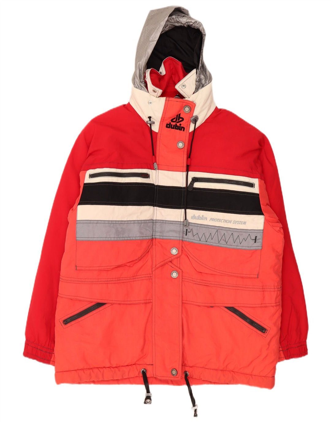 Dubin Dame Hætte Oversized Skijakke IT 44 Medium Rød Colourblock