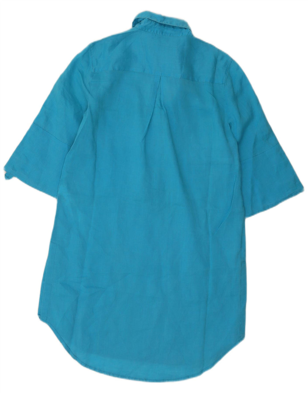 Zara Dame Pullover Shirt Dress UK 10 Small Blue Ramie
