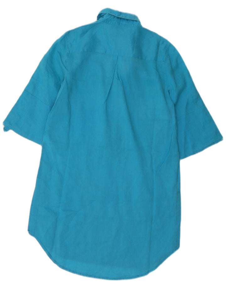 Zara Dame Pullover Shirt Dress UK 10 Small Blue Ramie