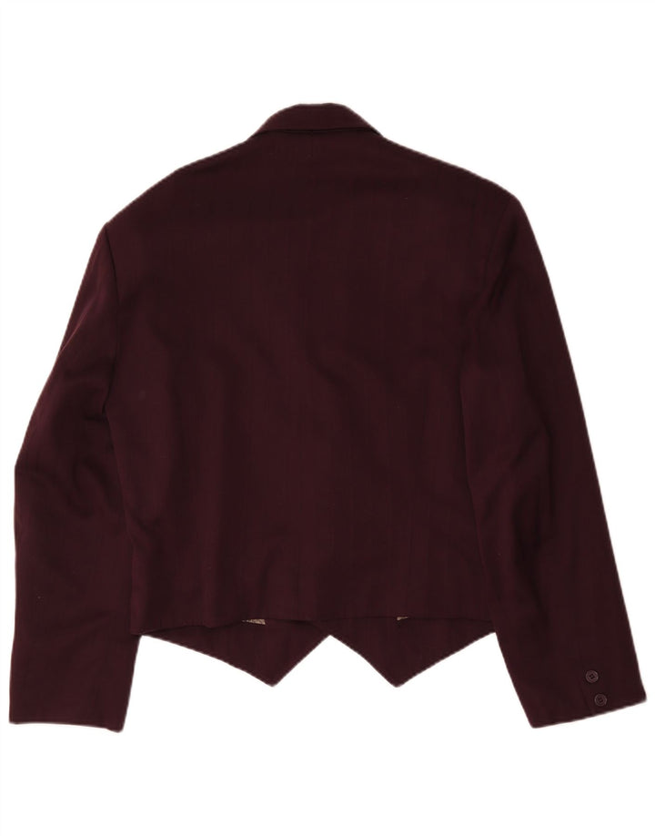 Vintage Dame Dobbeltradet Blazer Jacket IT 46 Large Burgundy Polyester