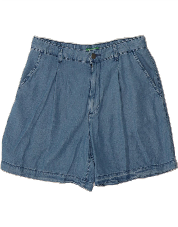 BENETTON Womens Denim Shorts UK 12 Medium W30  Blue Lyocell Vintage Benetton and Second-Hand Benetton from Messina Hembry 