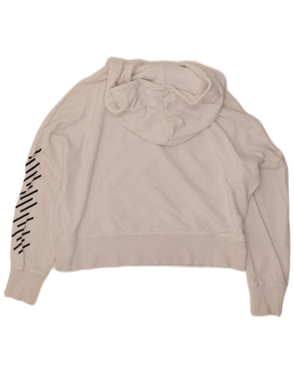 SUPERDRY Womens Oversized Crop Grafisk Hoodie Jumper UK 10 Small White