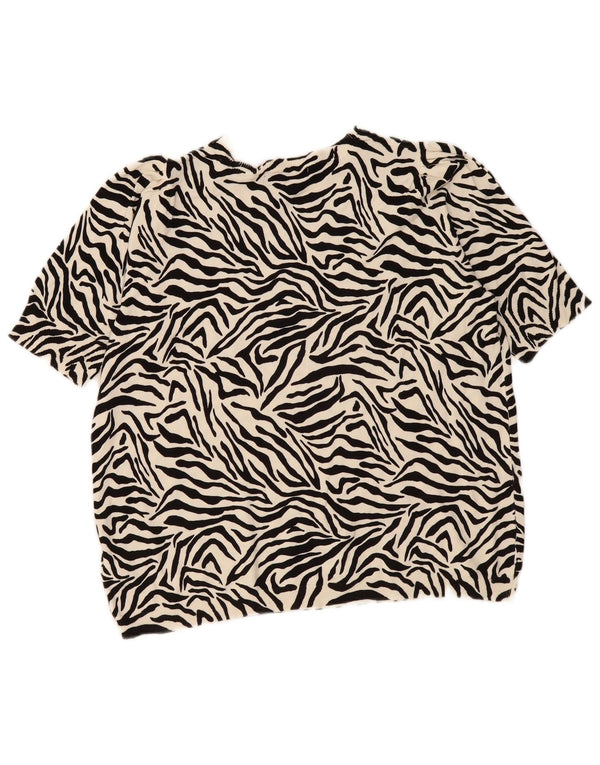 Marks & Spencer Damebluse Top UK 18 XL Off White Animal Print Viscose