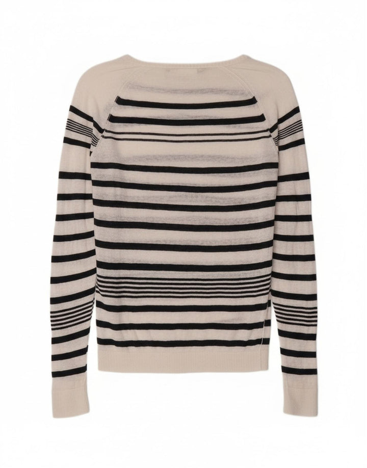Diesel Dame Boat Neck Jumper Sweater UK 14 Medium Hvid Stribet