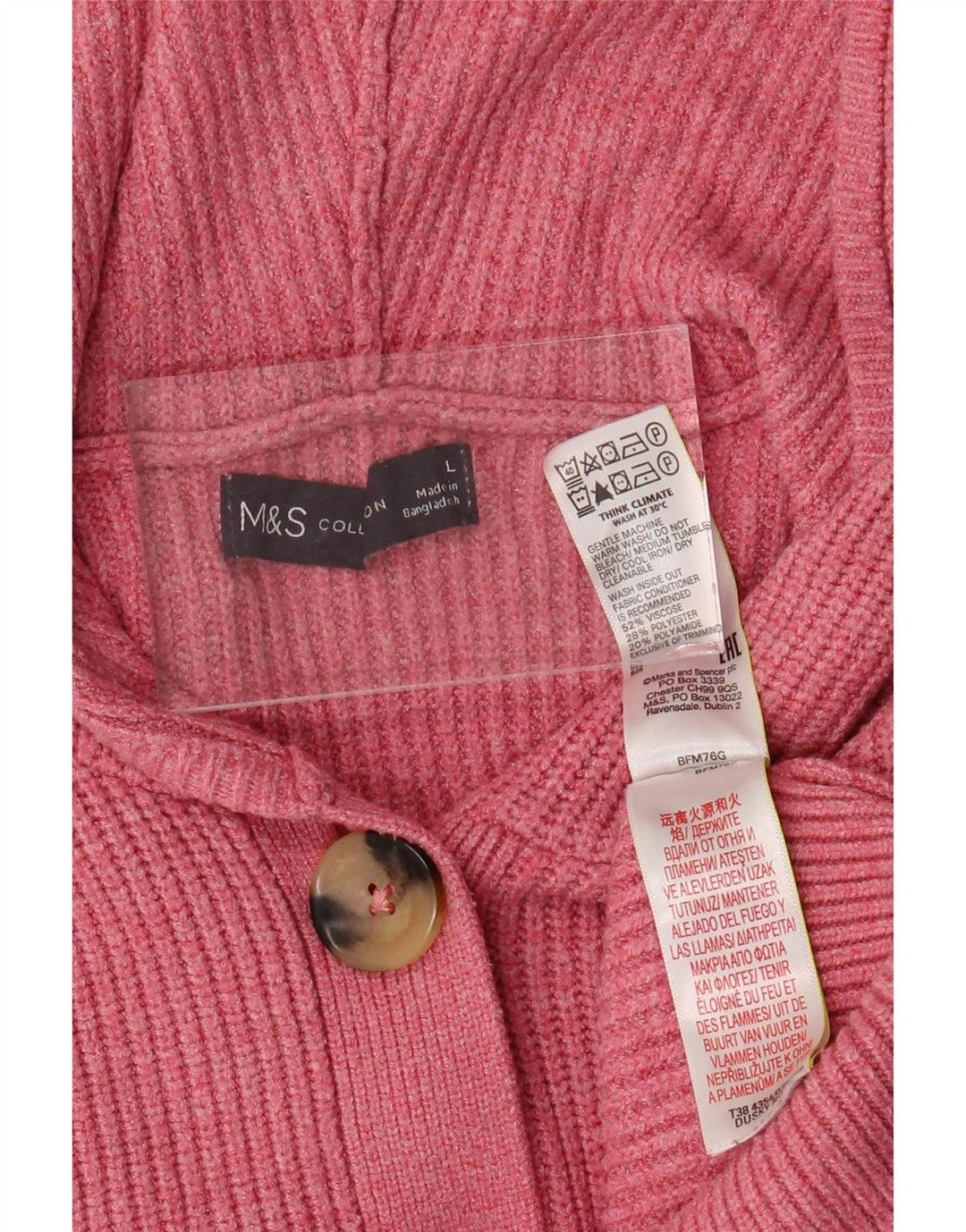 MARKS & SPENCER Sweater med hætte til kvinder UK 16 Large Pink Viscose