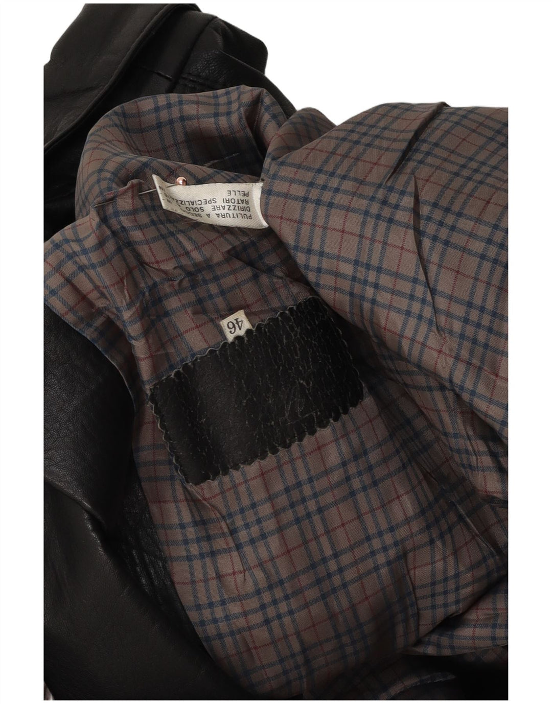 Vintage kvinders løs pasform læderfrakke EU 46 XL sort læder