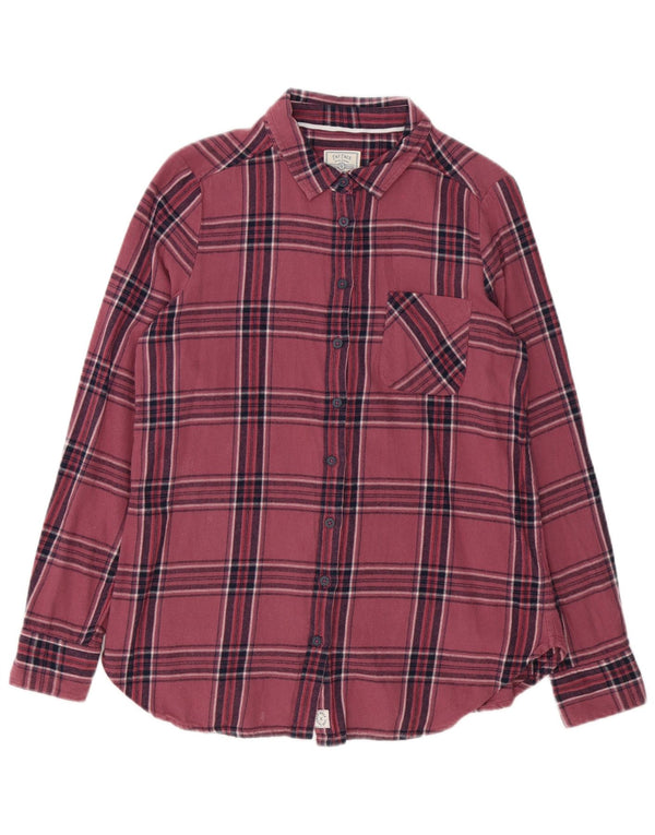 Fat Face Dame Flanell Shirt UK 12 medium Pink Plaid Bomuld