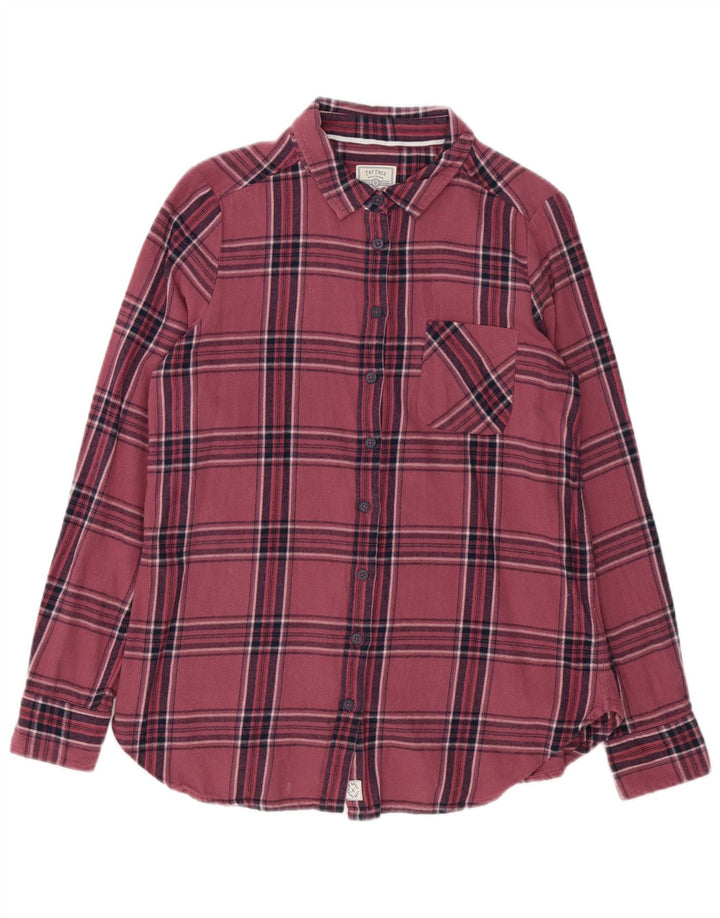 Fat Face Dame Flanell Shirt UK 12 medium Pink Plaid Bomuld