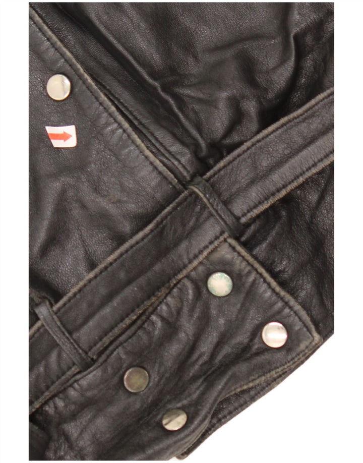 VINTAGE Oversized læderjakke til kvinder EU 42 Stor sort læder