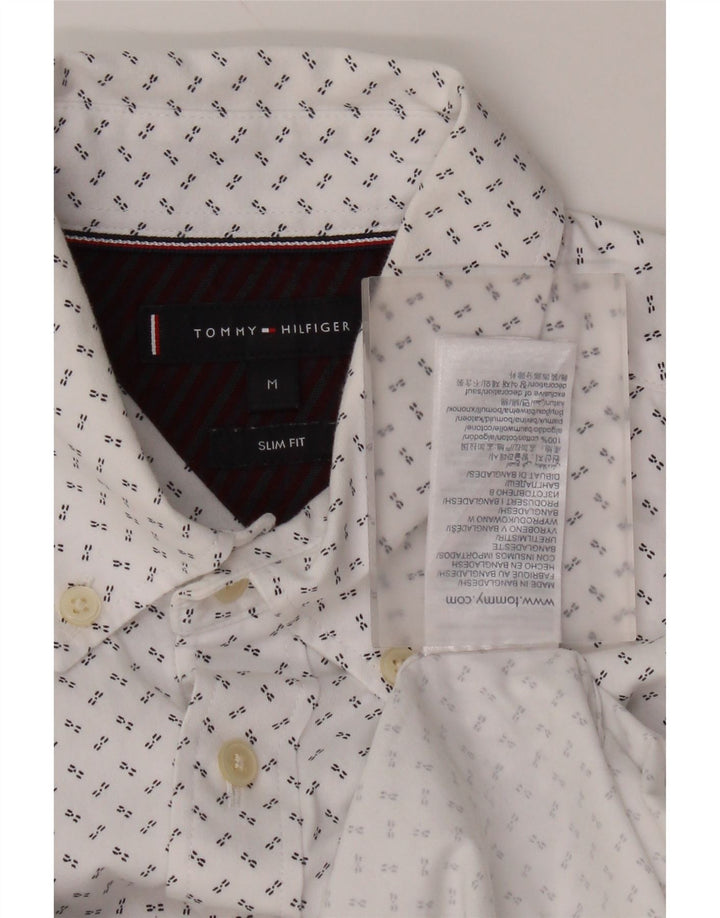 Tommy Hilfiger Herre Slim Fit skjorte Medium hvid plettet bomuld