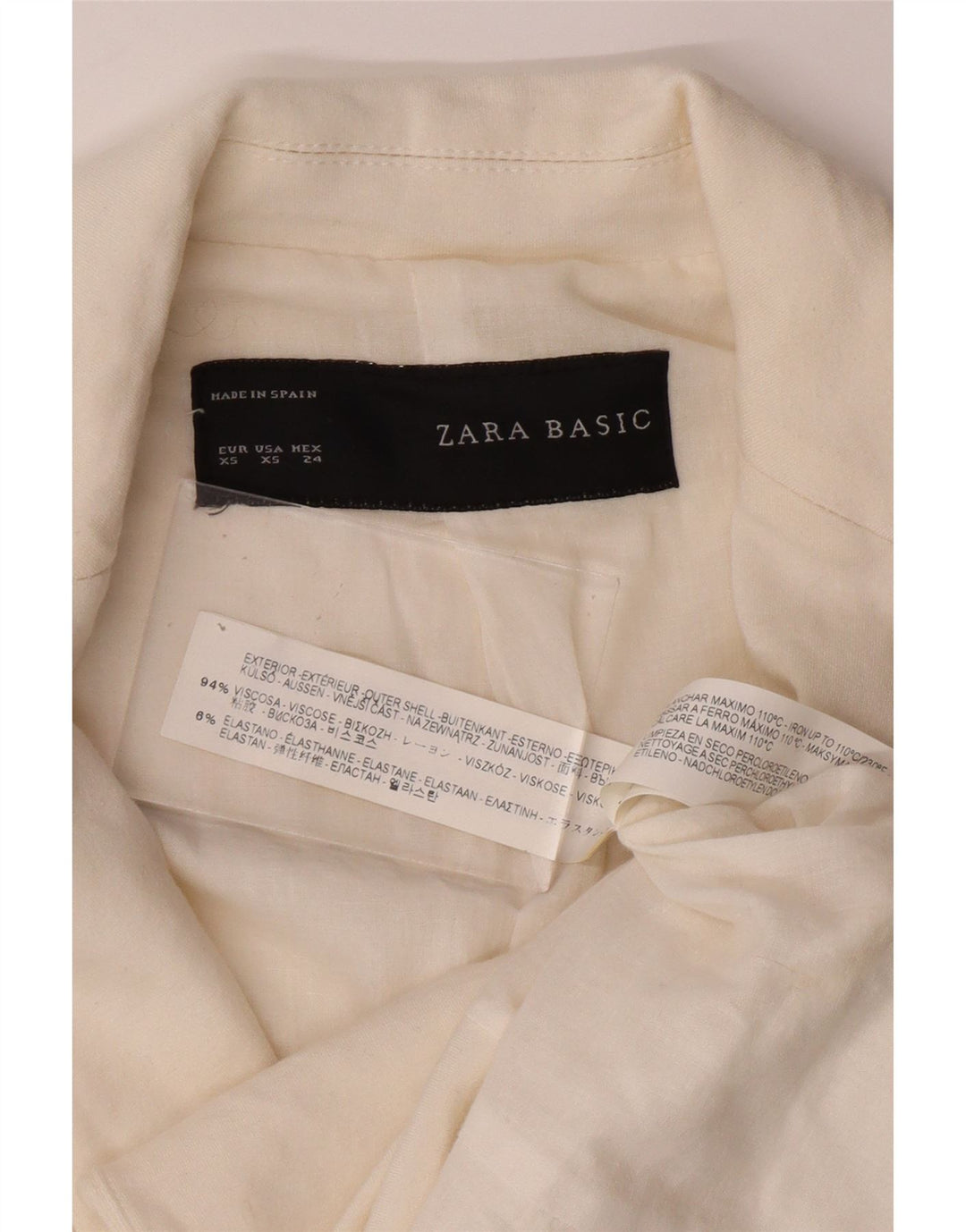 ZARA Womens 1 Button Blazer Jacket UK 6 XS White Viscose Vintage Zara and Second-Hand Zara from Messina Hembry 