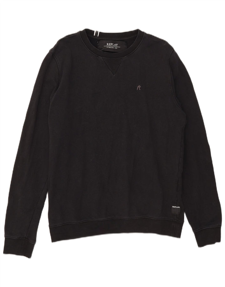Replay Dame Sweatshirt Jumper UK 16 Stor Sort Bomuld