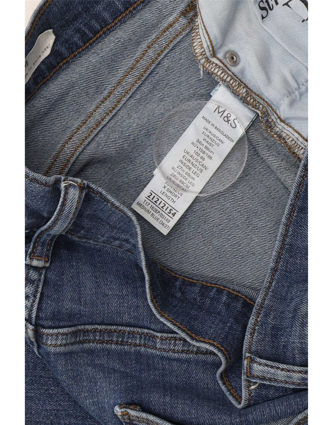 Marks & Spencer Herre Slim Jeans W34 L27 Blå Bomuld