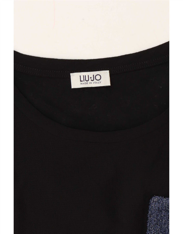 Liu Jo T-Shirt Top UK 12 Medium Navy Blue Colourblock