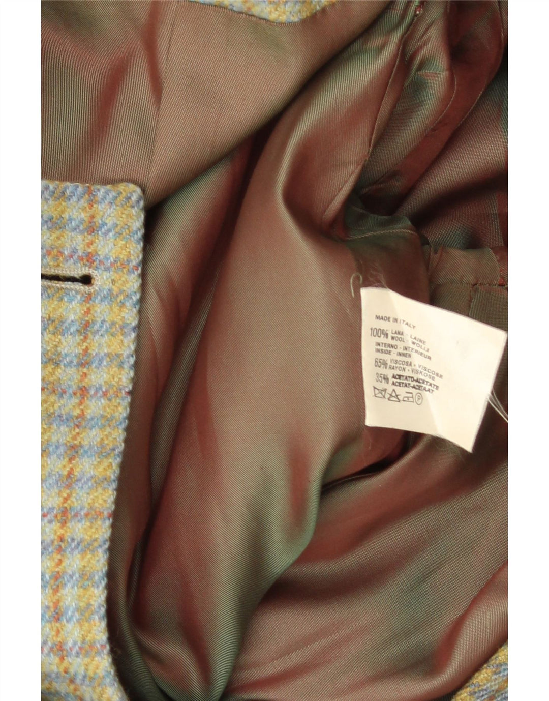 Henry Cottons Dame 3-knaps blazerjakke IT 42 Mellemgrøn Gingham Wool