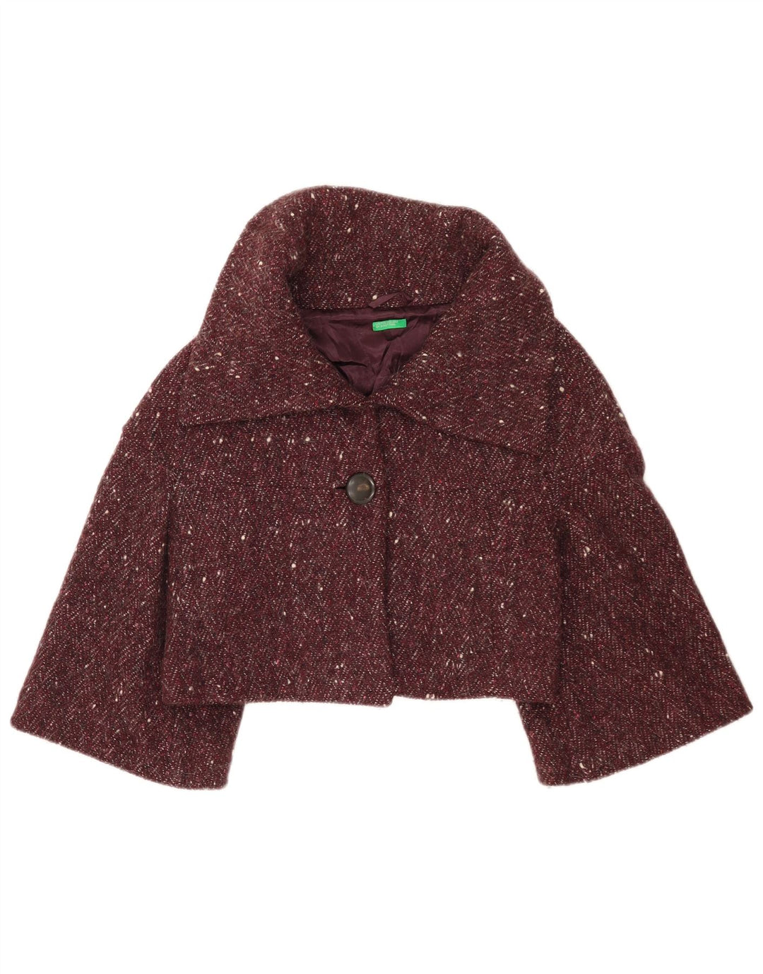 Benetton Bolerojakke til kvinder IT 42 Medium Burgundy Flecked Wool