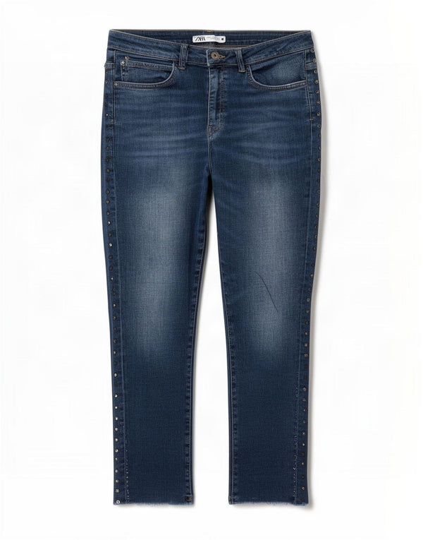 Zara Dame Skinny Jeans EU 42 Large W32 L27 Navy Blue