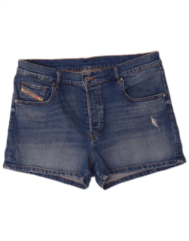 DIESEL Dame Distressed Denim Shorts W31 Medium Blue Bomuld