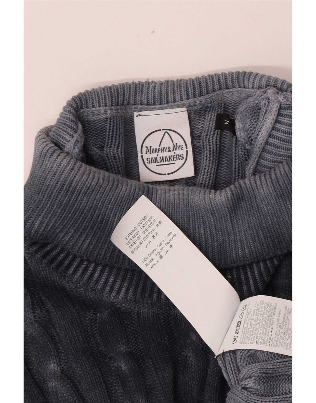 Murphy & Nye Herre sweater med rund hals, medium marineblå bomuld