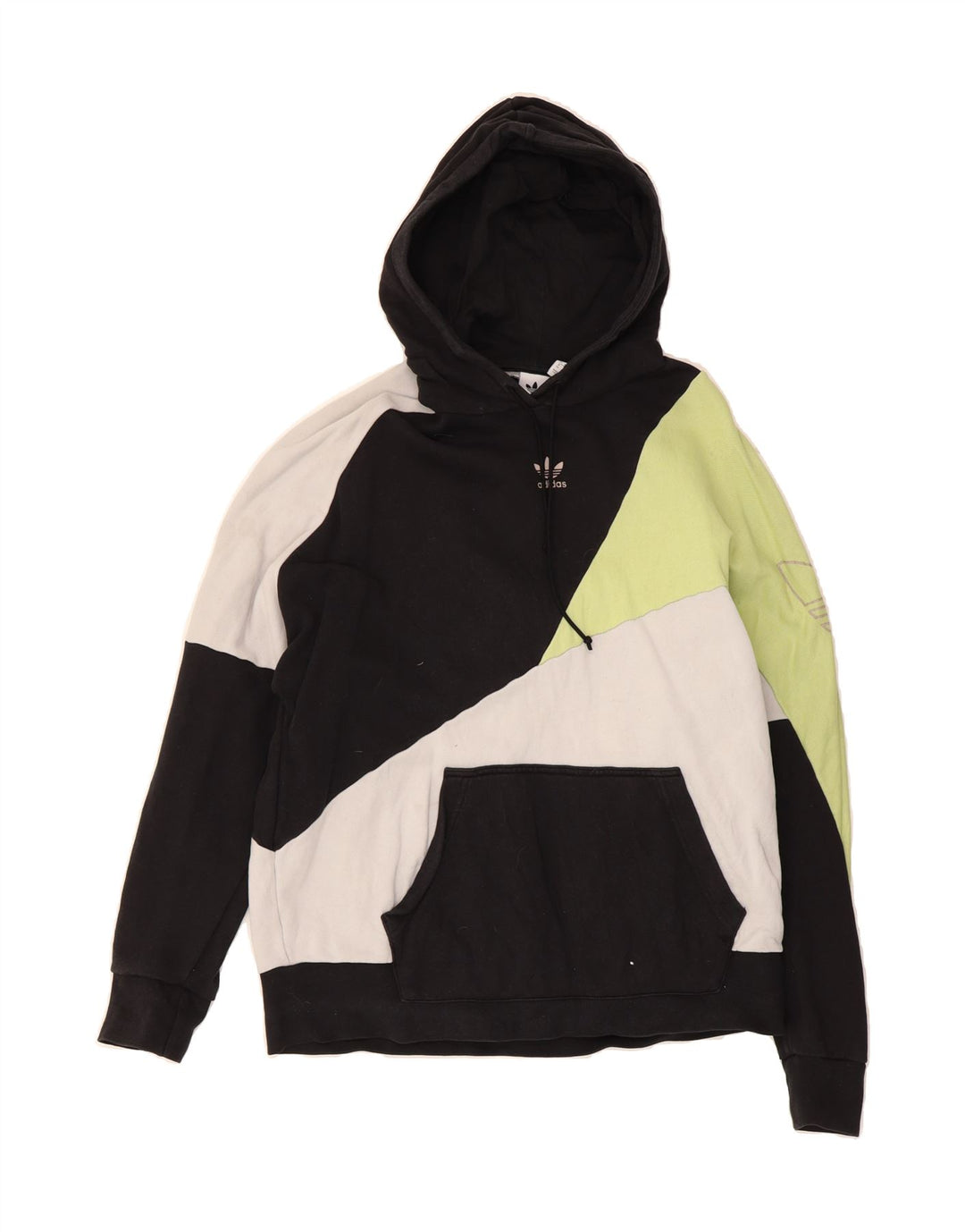 ADIDAS Womens Graphic Hoodie Jumper UK 14 Medium Multicoloured Colourblock Vintage Adidas and Second-Hand Adidas from Messina Hembry 