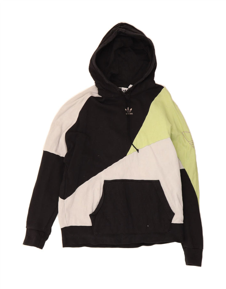 ADIDAS Womens Graphic Hoodie Jumper UK 14 Medium Multicoloured Colourblock Vintage Adidas and Second-Hand Adidas from Messina Hembry 
