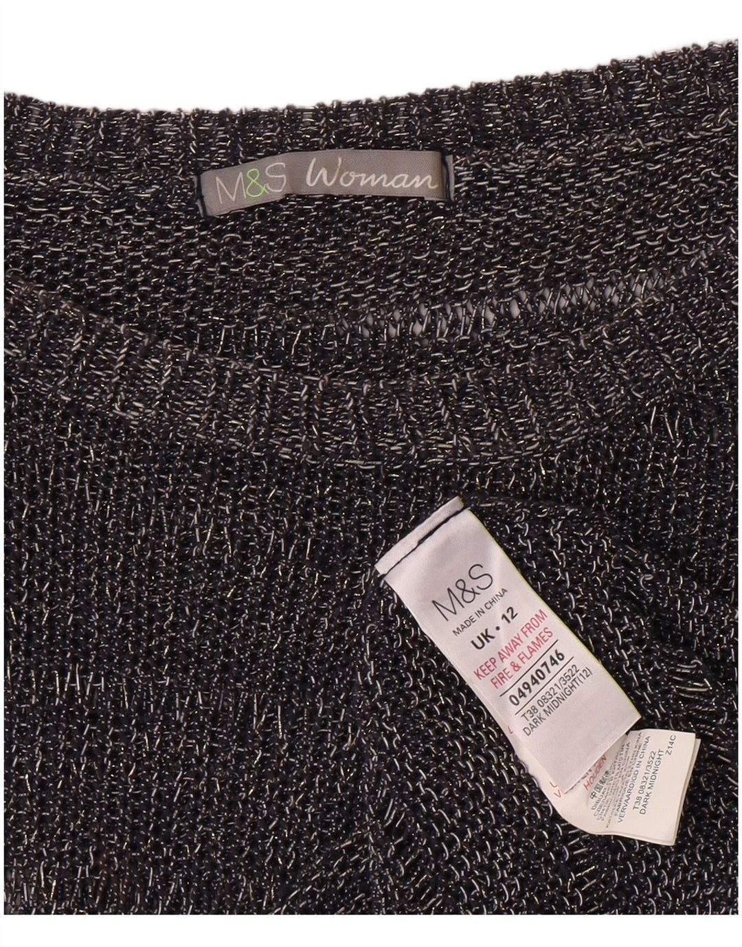 Marks & Spencer Dame Boat Neck Jumper Sweater UK 12 Medium Navy Blue