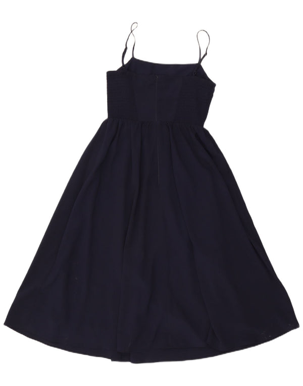 WAREHOUSE Dame Slip Dress UK 8 Small Navy Blue Polyester