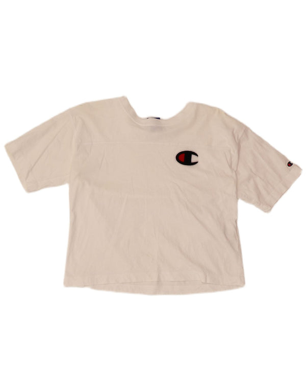 CHAMPION Womens Crop T-Shirt Top UK 10 Small White Bomuld