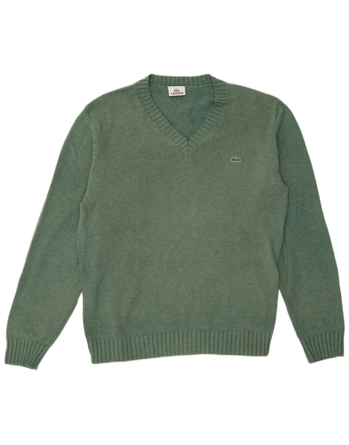 Lacoste Herre V-hals sweater str. 3 Lille grøn bomuld