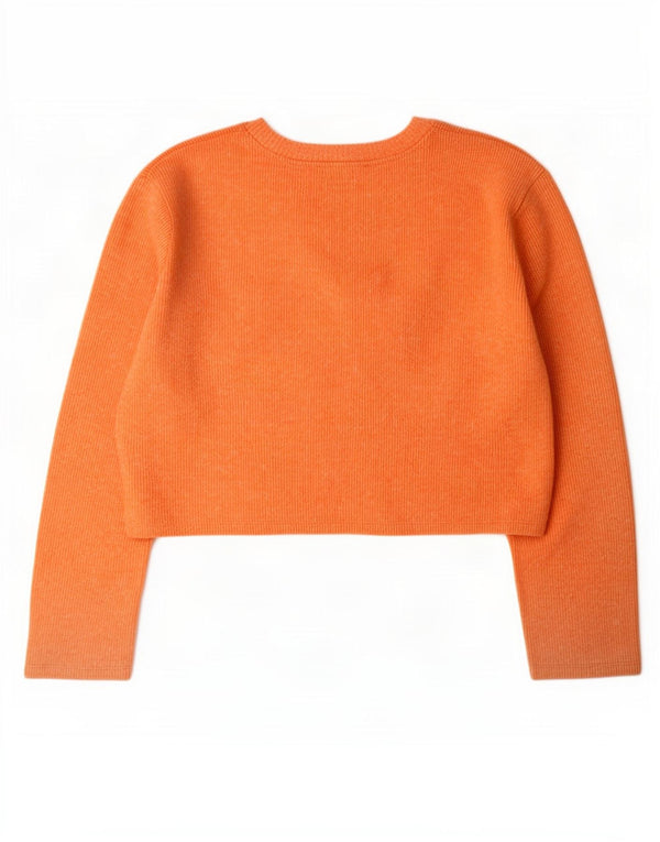 Zara Womens Crop Oversized Top Langærmet UK 10 Small Orange Polyester