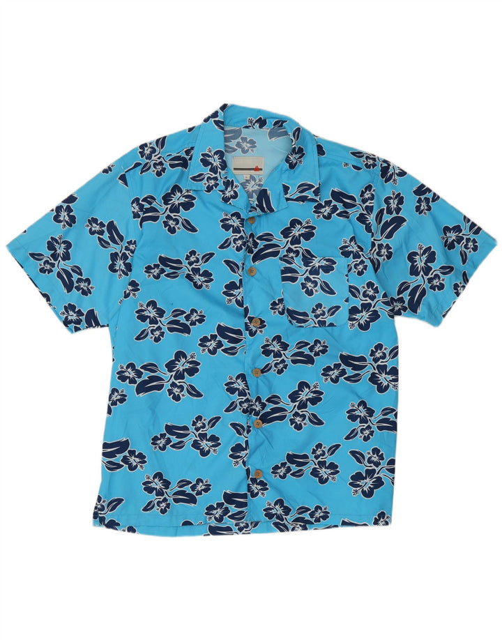 Astrolabio Herre Kortærmet Skjorte Large Blue Floral Polyester