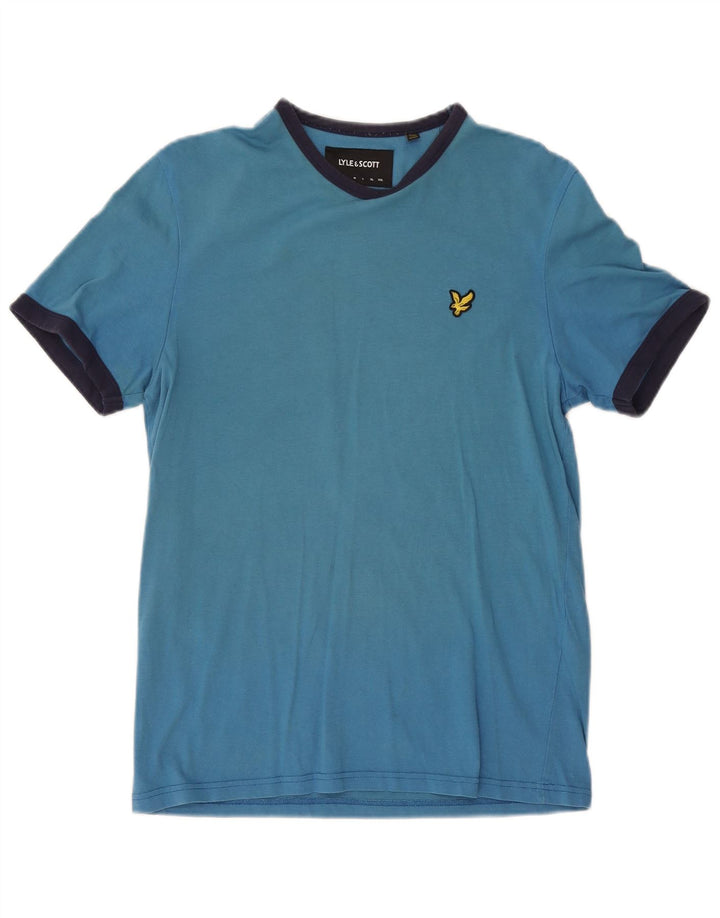 Lyle & Scott Herre T-Shirt Top Lille Blå Colourblock Bomuld