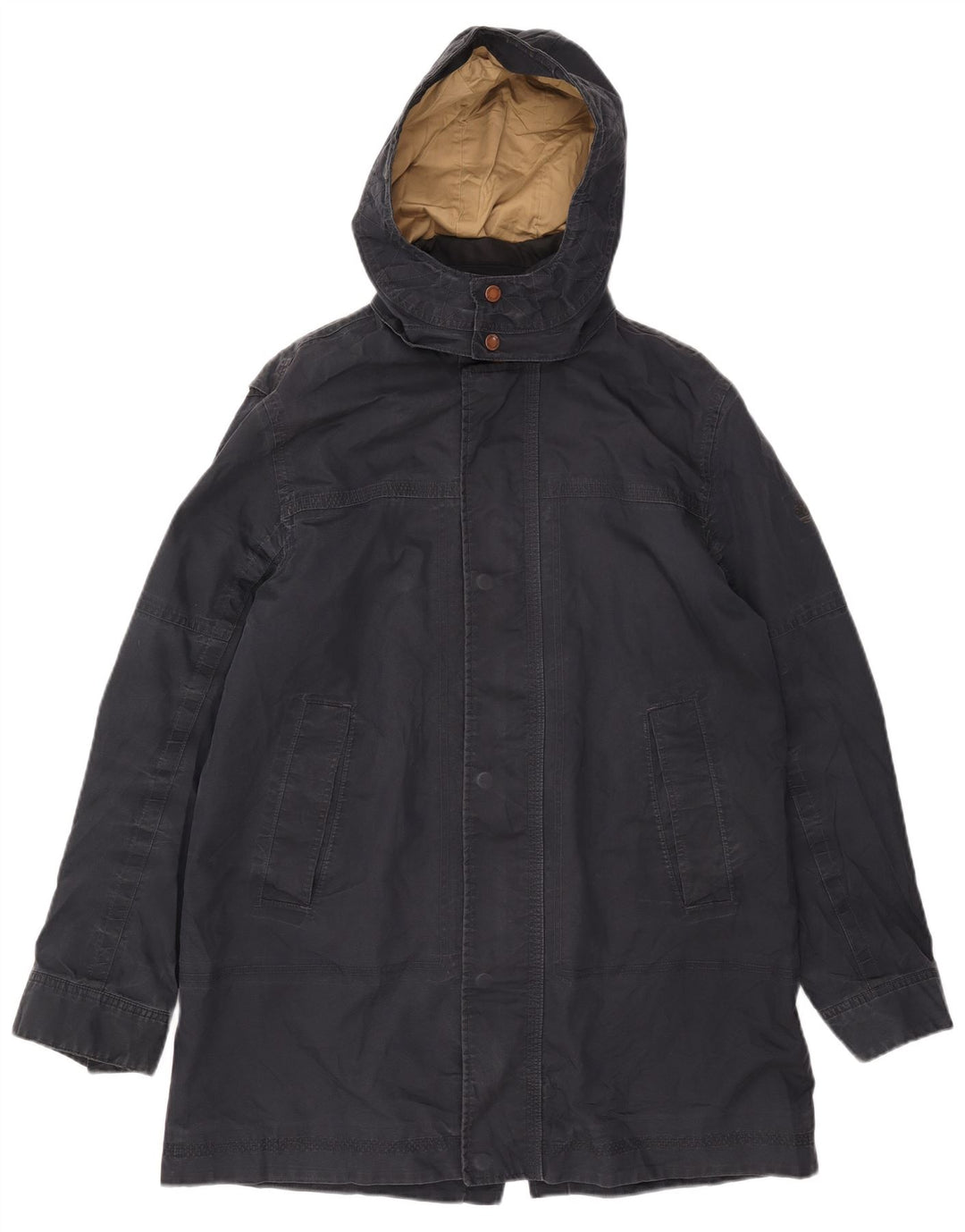 TIMBERLAND Herre Hooded Parka Jacket UK 40 Large Navy Blue Cotton