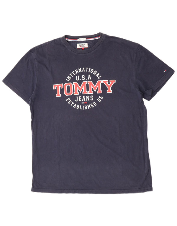 Tommy Hilfiger Mens Regular Fit Graphic T-Shirt Top Large Navy Blue