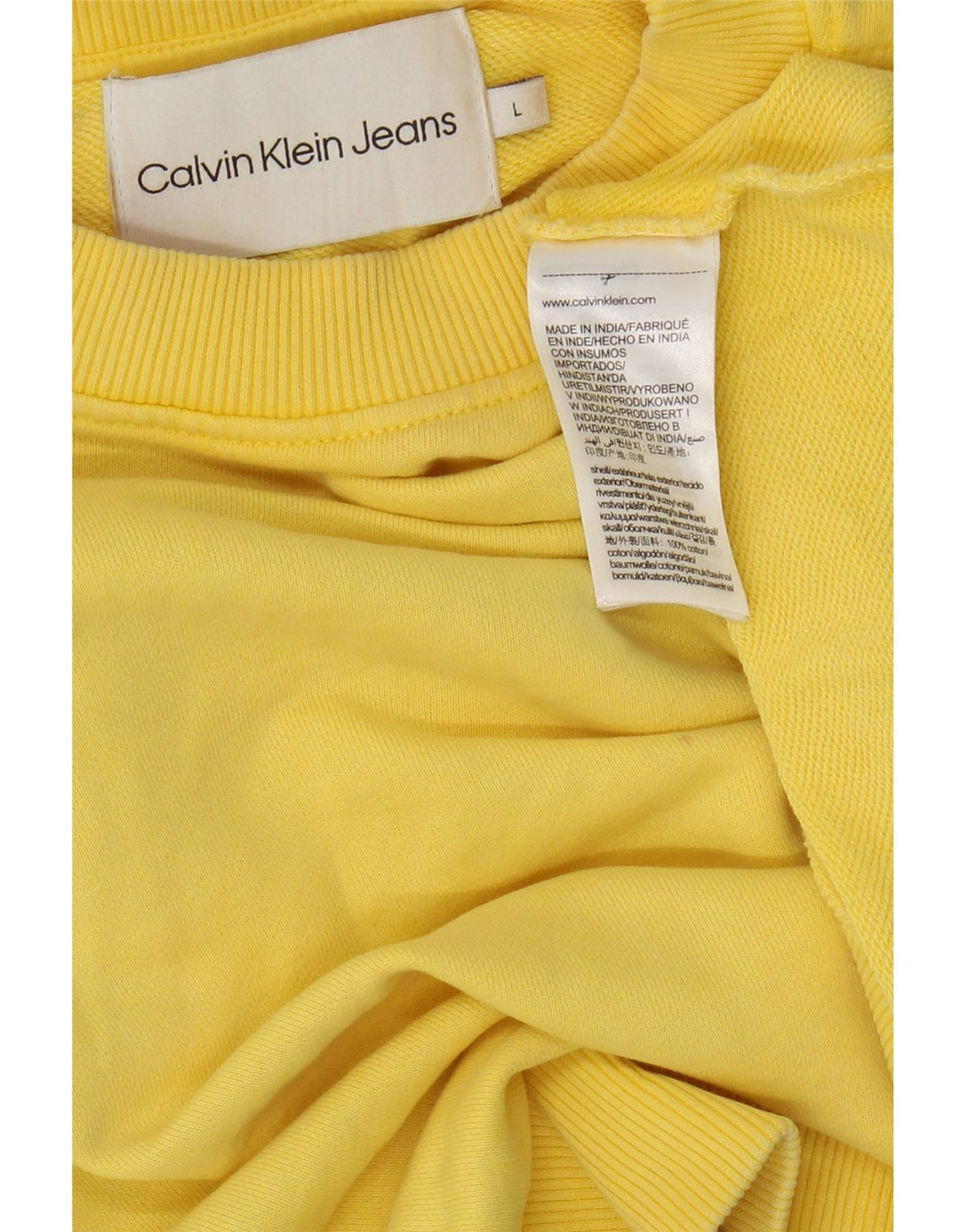 Calvin Klein Jeans Dame Oversized Sweatshirt Jumper UK 16 Large Yellow