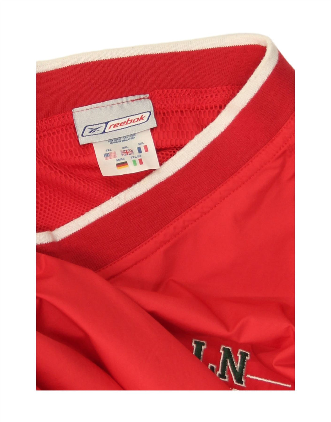 Reebok Herre Grafisk Pullover Træningsdragt Top 2XL Rød Stribet Polyester Sports