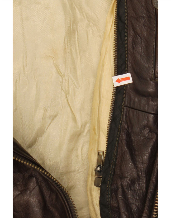 VINTAGE Herre læderjakke UK 42 XL Brun