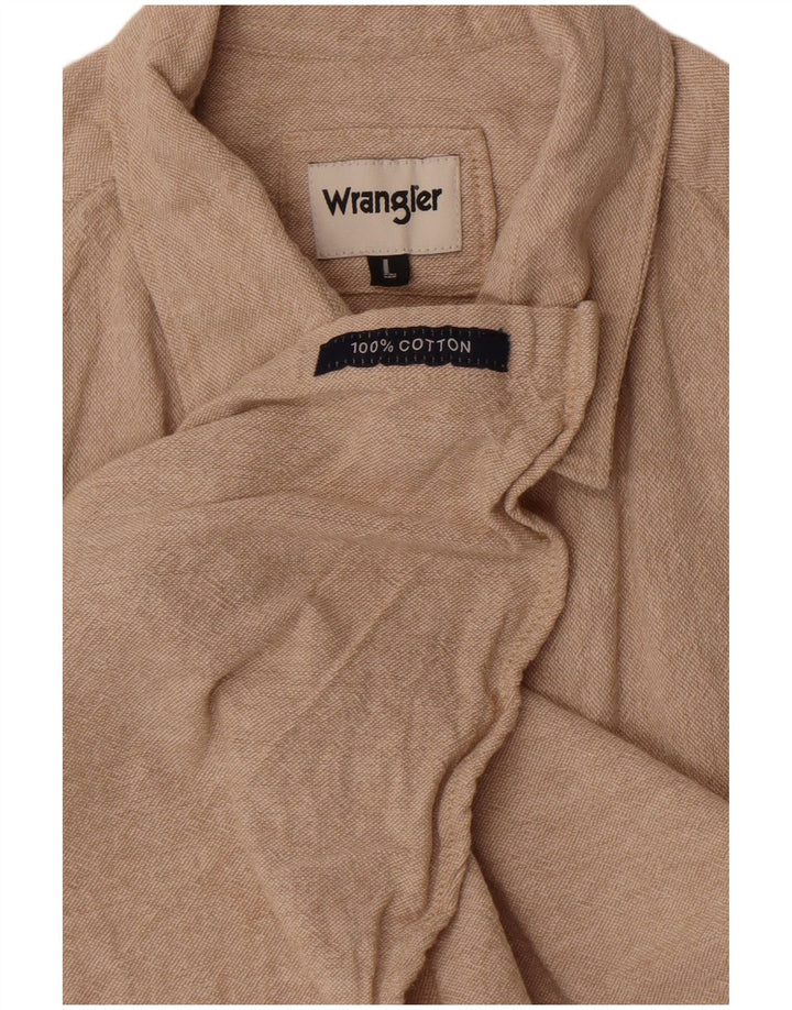 Wrangler Kortærmet Herreskjorte Stor Beige Bomuld
