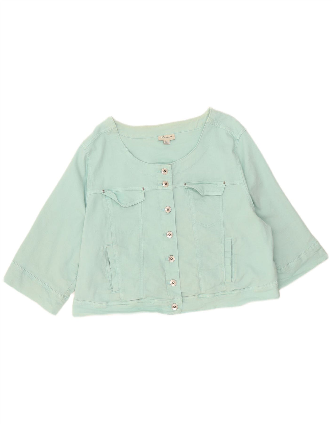 Marks & Spencer Dame Crop 3/4-ærmet denimjakke UK 22 3XL Turkis