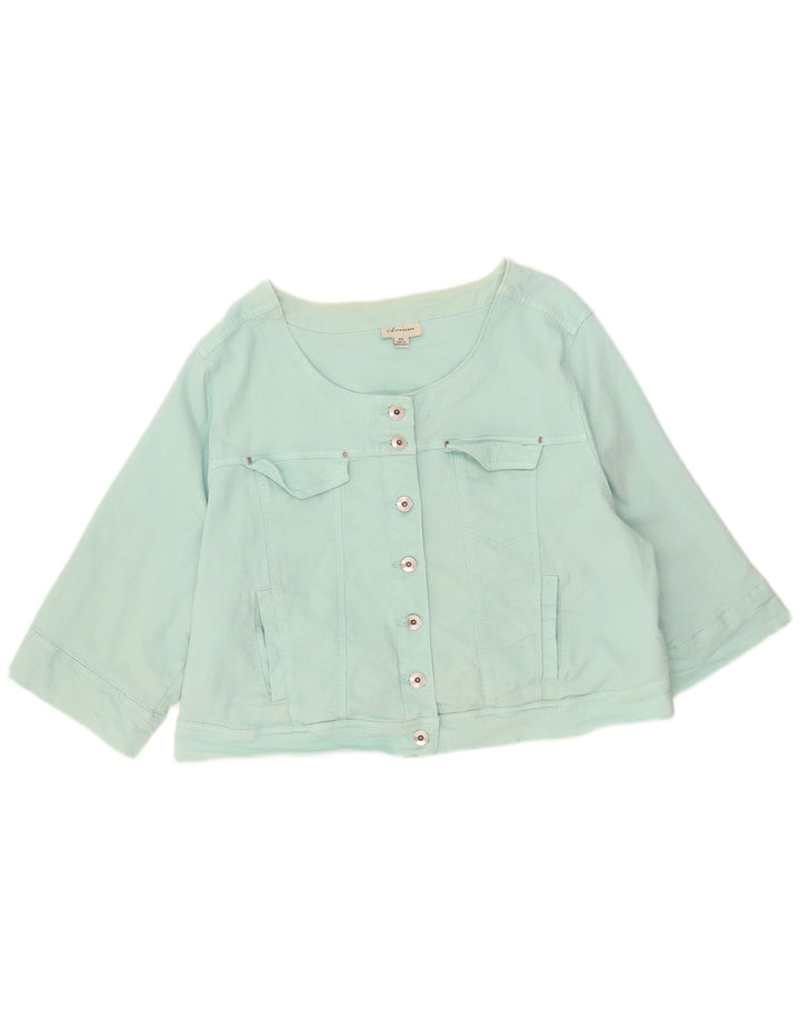 Marks & Spencer Dame Crop 3/4-ærmet denimjakke UK 22 3XL Turkis